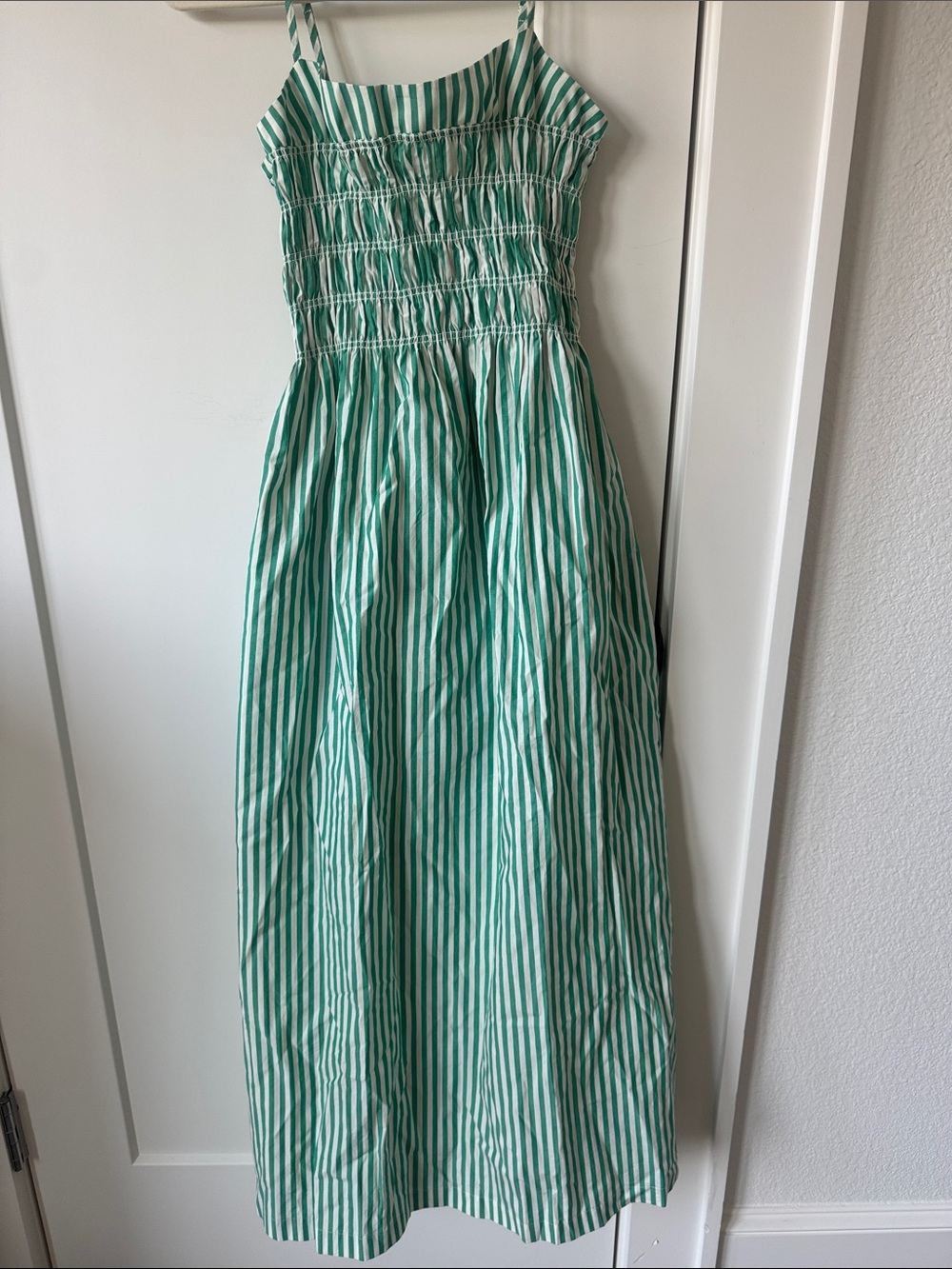Rails Green and White Striped Smocked Maxi Sundress